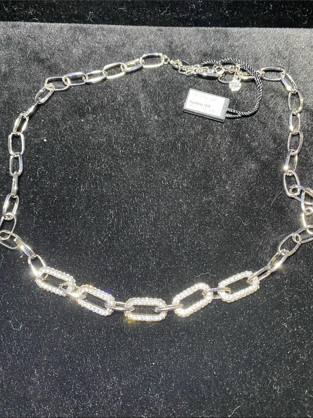Fifth Ave Swarovski Crystal Link Encrusted Necklace Statement Elegant Evening
